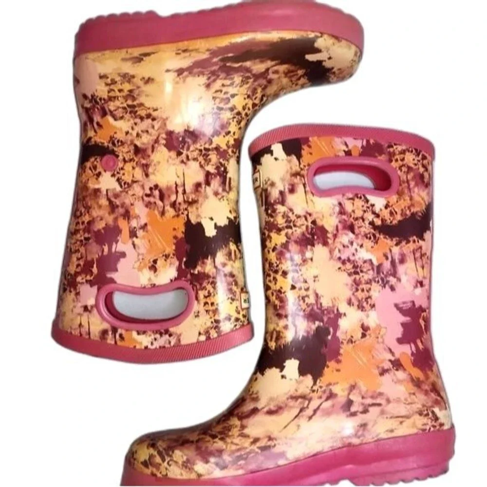 Hunter for Target Pink Abstract Print Tall Rubber Boots Girls‎ Size 2